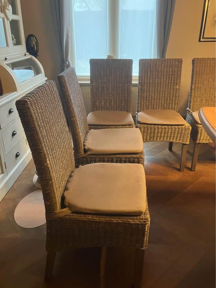 8 eetkamerstoelen, Ophalen, Overige kleuren, Riet of Rotan, Vijf, Zes of meer stoelen
