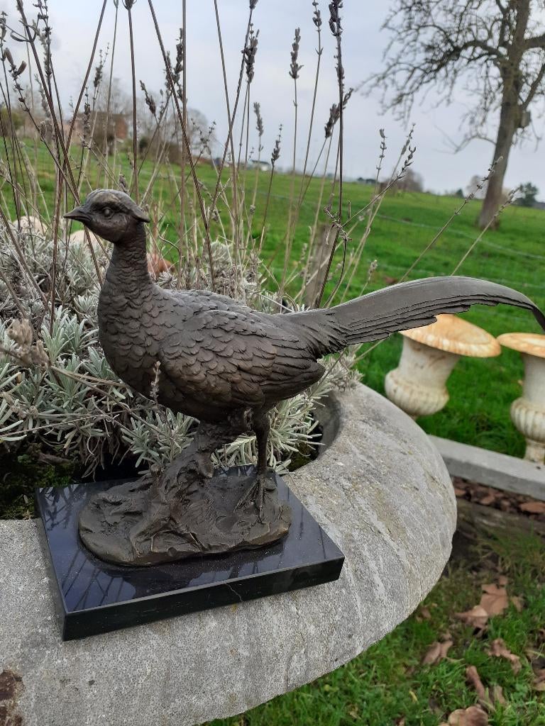 SUPERBE FAISAN EN BRONZE SUR SOCLE, Antiquités & Art, Antiquités | Bronze & Cuivre, Bronze, Enlèvement ou Envoi
