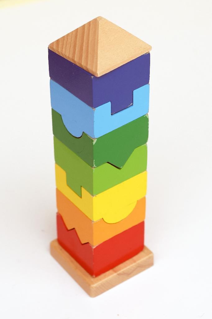 Toren met blokken in hout – educatief speelgoed, Ophalen of Verzenden, Gebruikt, Bouwen