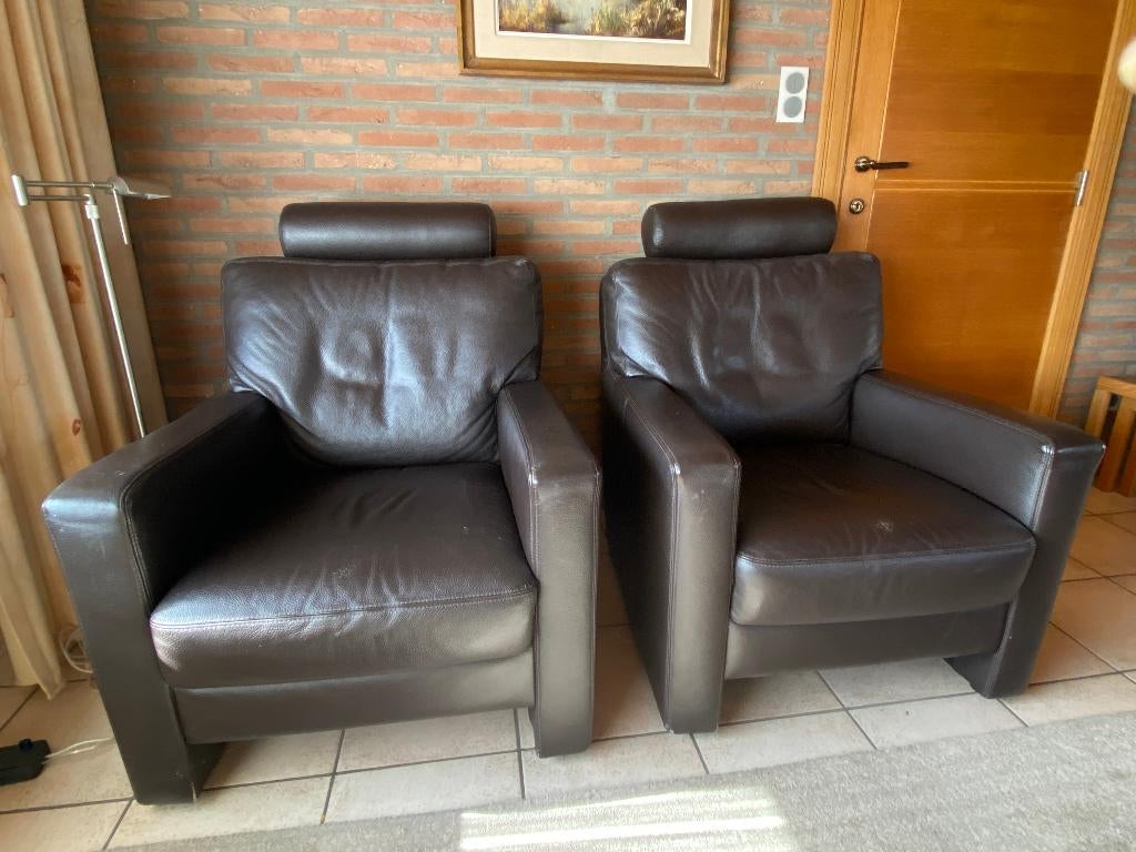2 Lederen zetels - Musterring, 100 à 125 cm, Moins de 150 cm, Une personne, Enlèvement