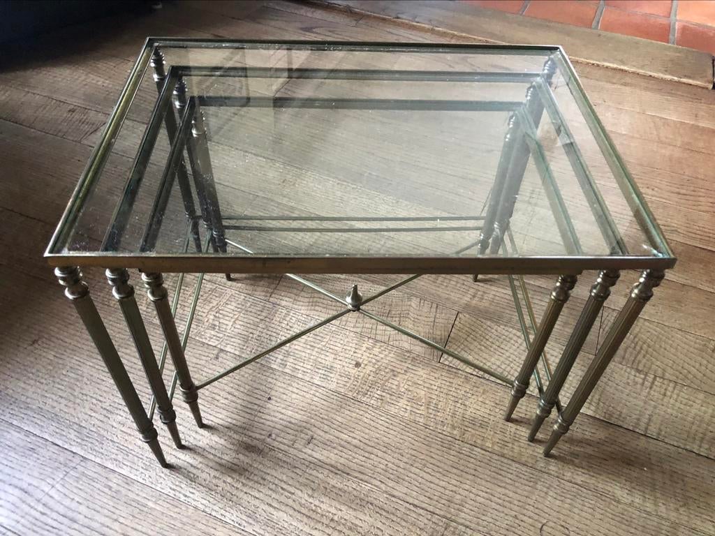 tafel bijzettafel salontafel TRIO van messing, Enlèvement, Cuivre