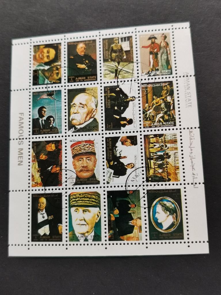 Ajman 1973 - bekende personen, Churchill, De Gaulle, Kennedy, Ophalen of Verzenden, Gestempeld, Midden-Oosten