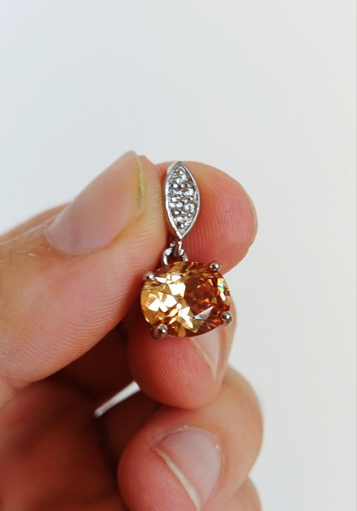 Pendentif en argent avec citrine, Enlèvement ou Envoi, Argent, Argent