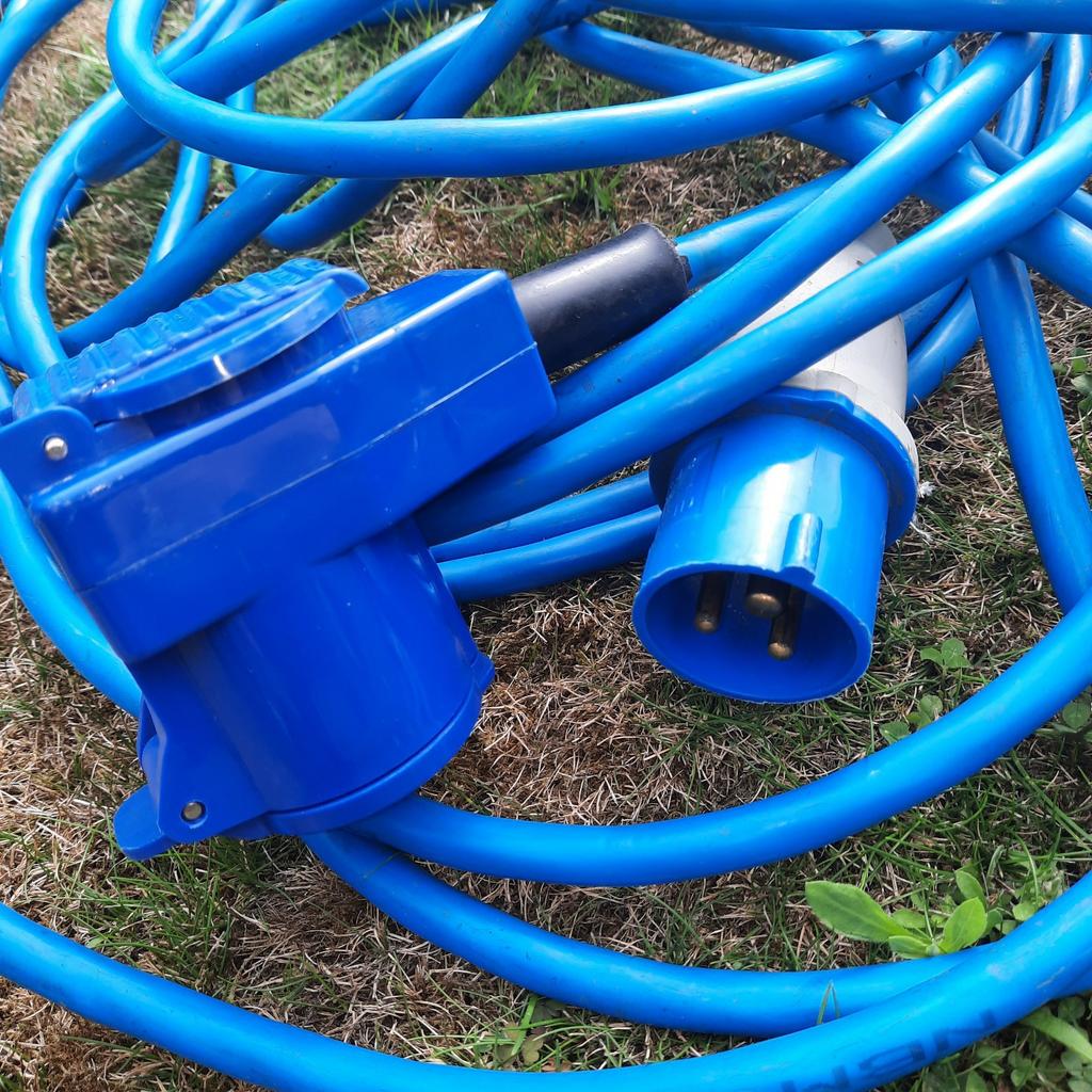Verlengsnoer cee blauwe stekkers voor camping, Caravans en Kamperen, Ophalen of Verzenden