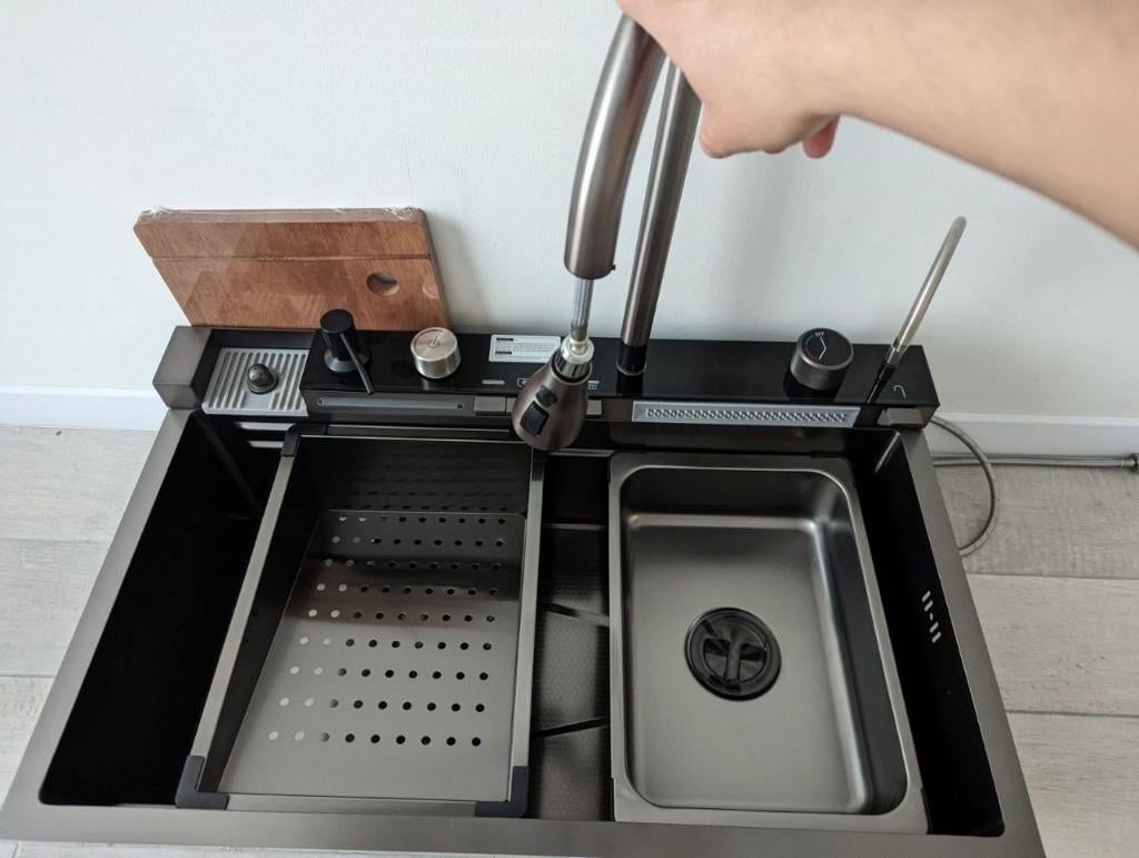 Évier de cuisine multifonction avec mitigeur intégrétégré, Neuf, Moins de 100 cm, Moins de 50 cm, Noir