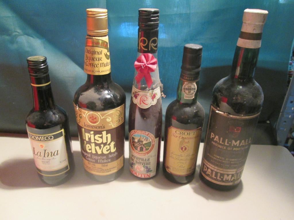 5 Flessen Porto / Sherry / Irish Velvet / Myrtell de Savoie, Ophalen of Verzenden, Zo goed als nieuw, Port, Vol