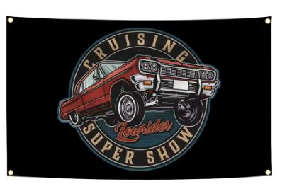 Grote vlaggen Klassieke lowrider auto's (150x90cm), Ophalen of Verzenden, Nieuw