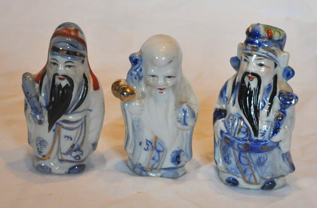 3 statuettes asiatiques en porcelaine, Antiquités & Art, Enlèvement ou Envoi