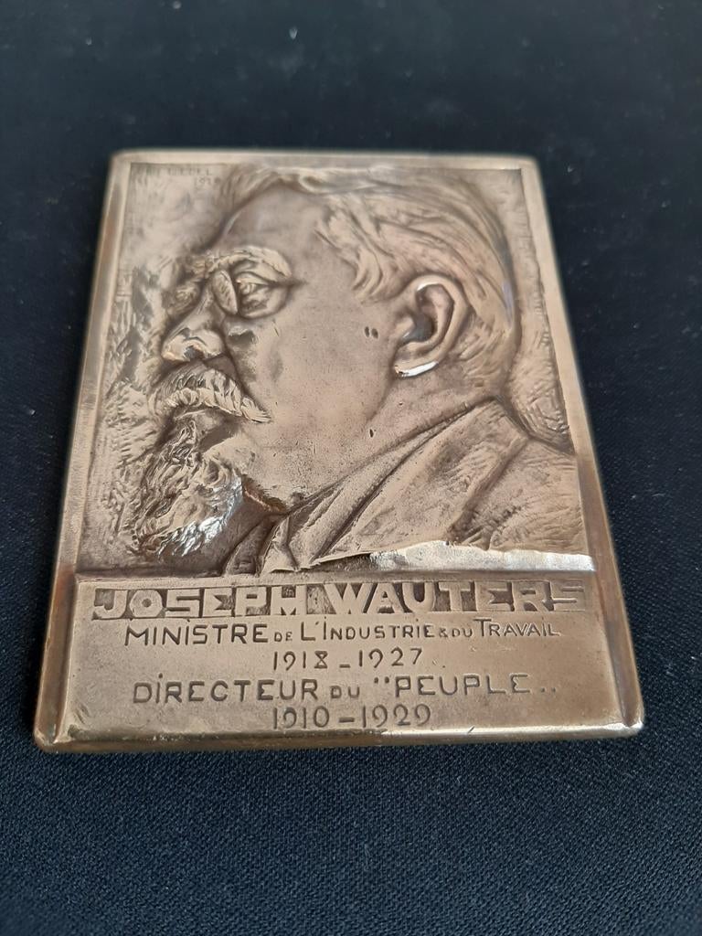JOSEPH WAUTERS bronzen medaille uit 1929, Ophalen of Verzenden, Brons
