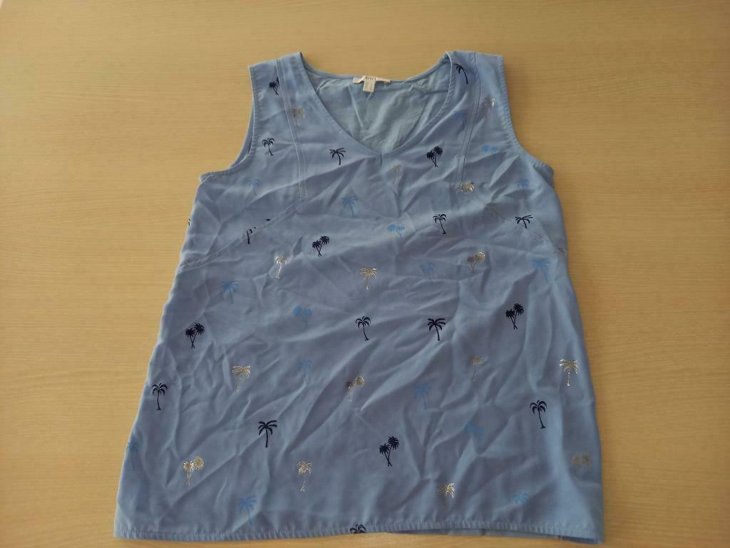 Lichtblauwe bloes met palmbomen, maat L, Blauw, Maat 42/44 (L), Ophalen of Verzenden, Zo goed als nieuw