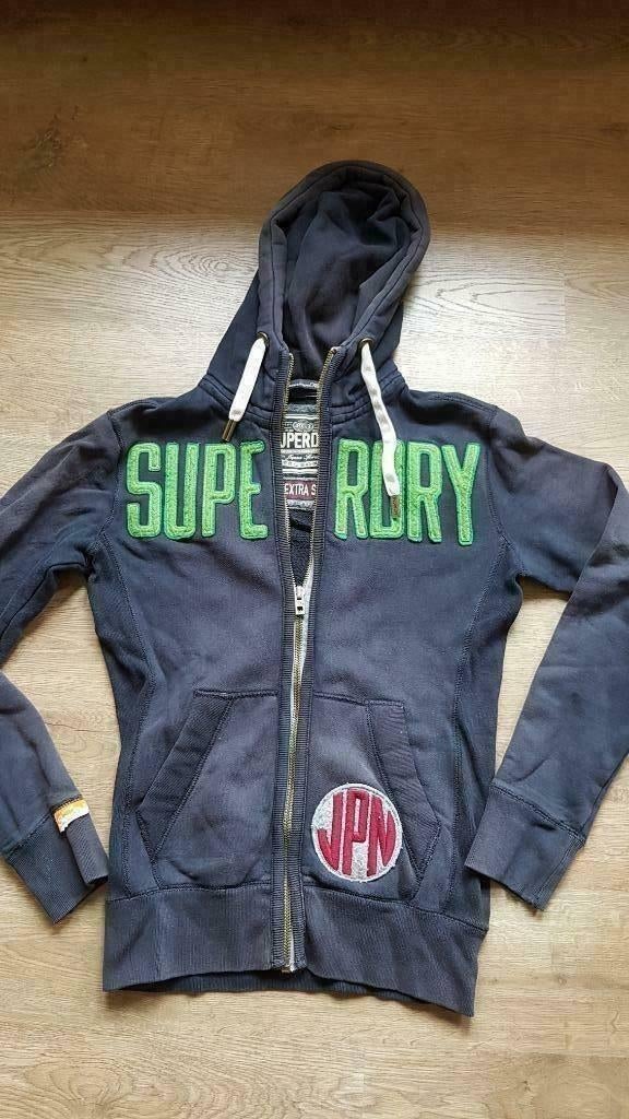 blauwe trui / gilet / hoodie Superdry maat XS, Gris, Enlèvement ou Envoi, SuperDry, Porté