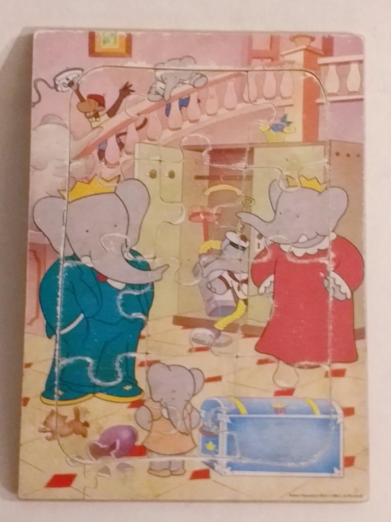 2 Babar inlegpuzzels, Ophalen of Verzenden, 10 tot 50 stukjes, 2 tot 4 jaar, Van hout