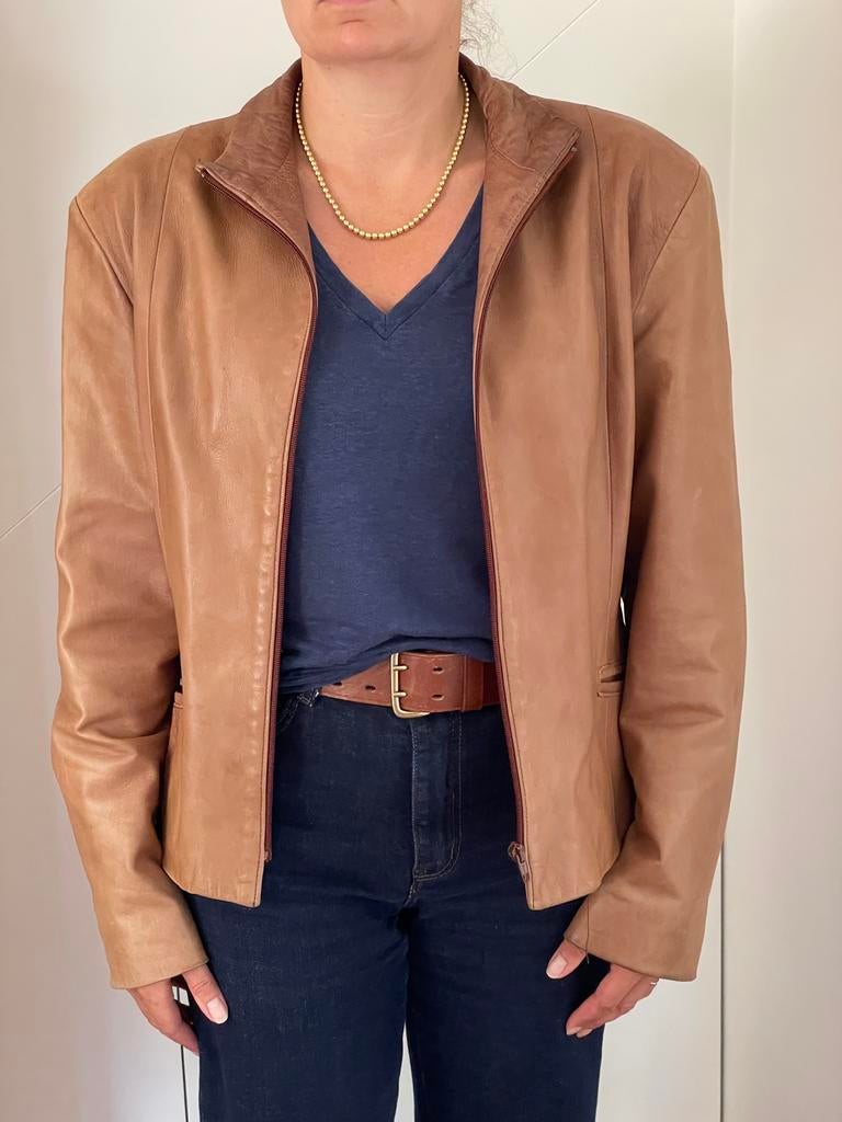 Blouson court en cuir Vera Pelle (femme), Vêtements | Femmes, Taille 46/48 (XL) ou plus grande, Enlèvement ou Envoi, Beige, Vera Pelle