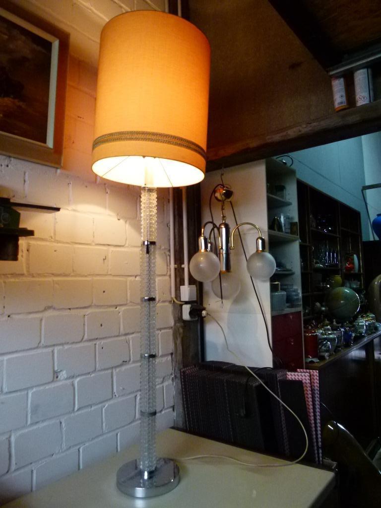 vintage staande lamp chrome glas 60er, Ophalen, Huis en Inrichting