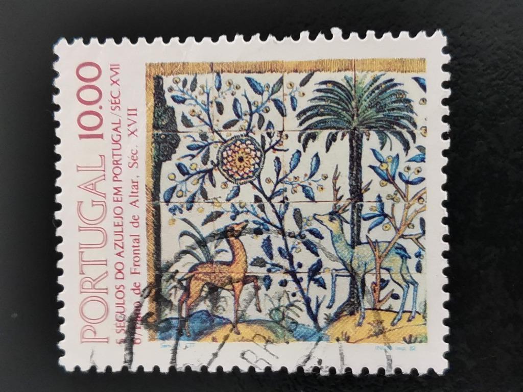 Portugal 1982 - azulejos - palmboom, herten, Ophalen of Verzenden, Portugal, Gestempeld