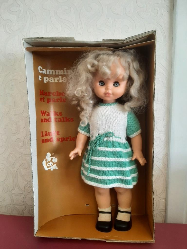 Poupée parlante vintage des années 70, boîte d'origine., Enlèvement ou Envoi, Utilisé, Poupée