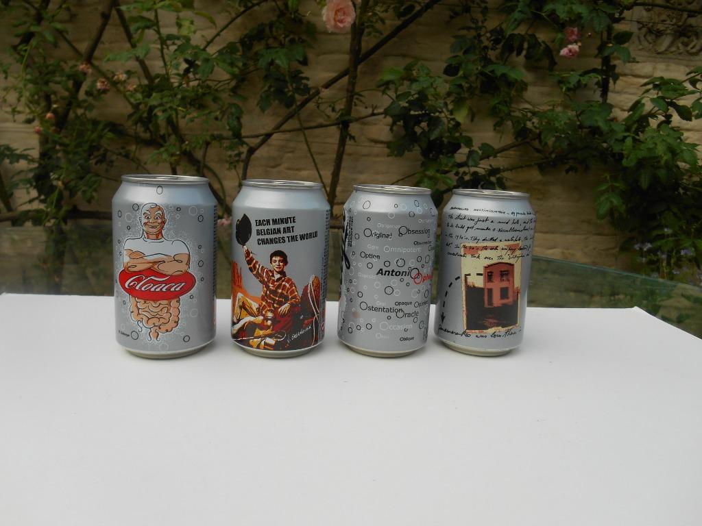 4 Coca-Cola blikjes W. Delvoye, Panamarenko, ...ongeopend, Verzamelen, Ophalen of Verzenden, Nieuw, Overige merken