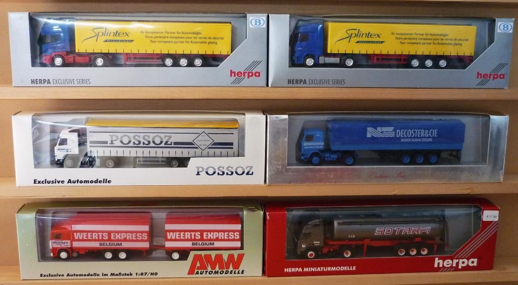 Belgische vrachtwagens  (1)  1/87  HO, Hobby en Vrije tijd, Overige merken, Gelijkstroom of Wisselstroom, Overige typen, Nieuw