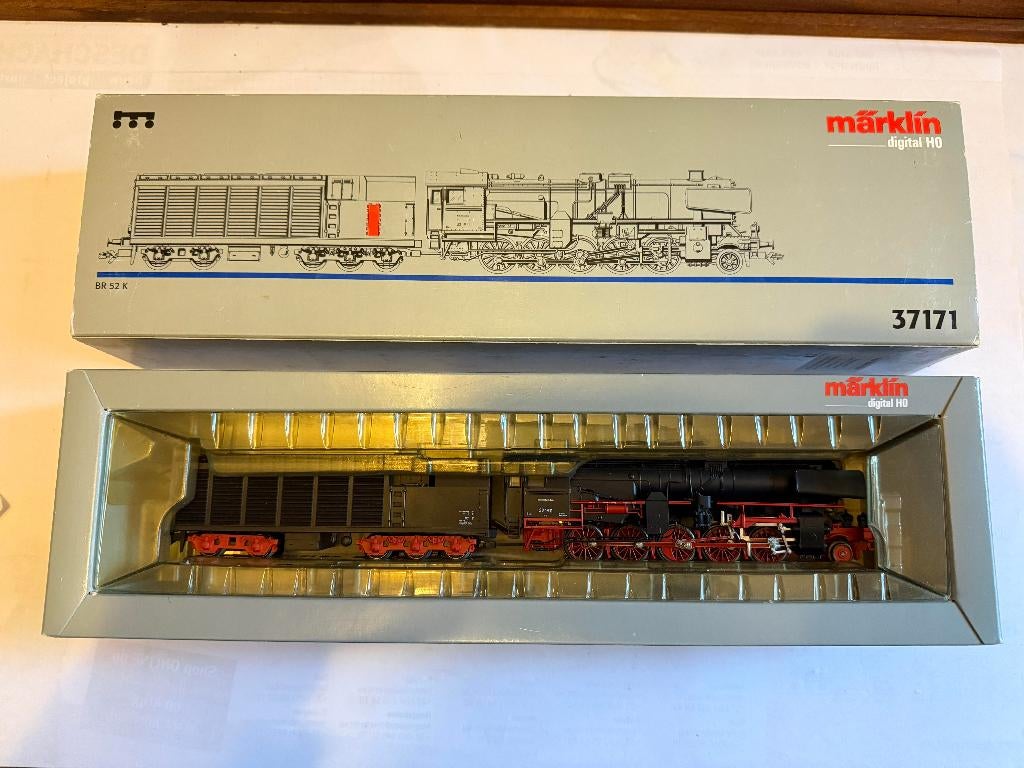 Locomotive à vapeur Marklin 37171 + tender (BR 52K) (Dig HO), Enlèvement ou Envoi, Courant alternatif, Comme neuf, Locomotive