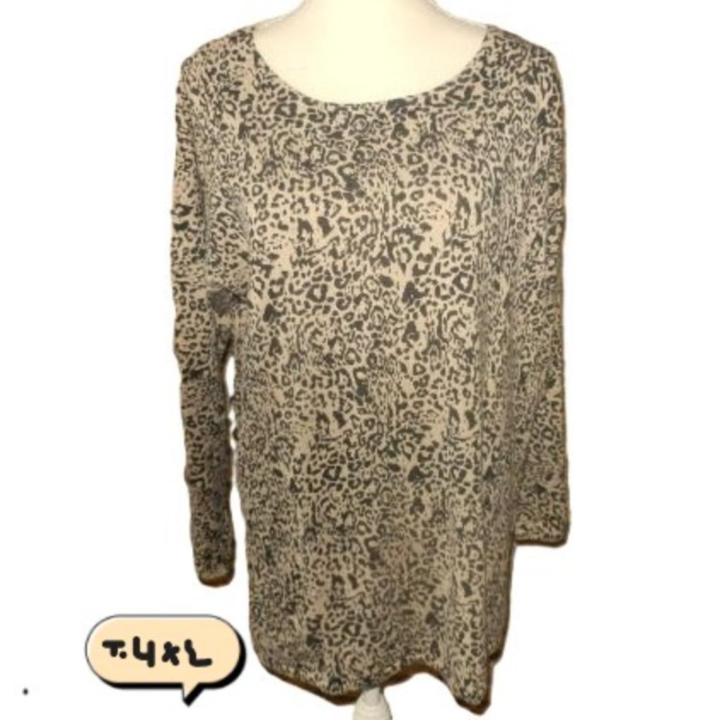 (42) -blouse femme t.48 léopard- in extenso -, Taille 46/48 (XL) ou plus grande, Enlèvement ou Envoi, Comme neuf, Brun
