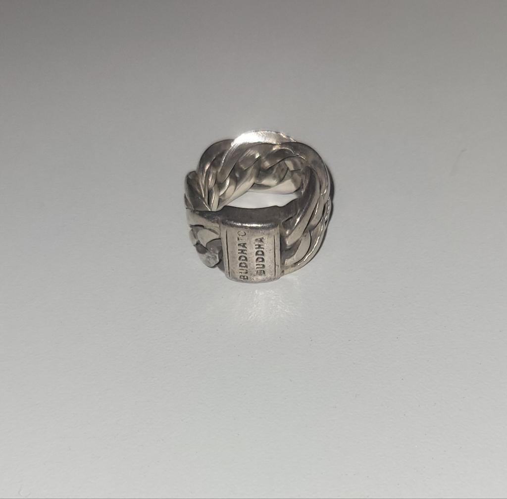 Buddha to Buddha ring , in echt zilver, Ophalen, Gebruikt, Kleiner dan 17, Dame of Heer