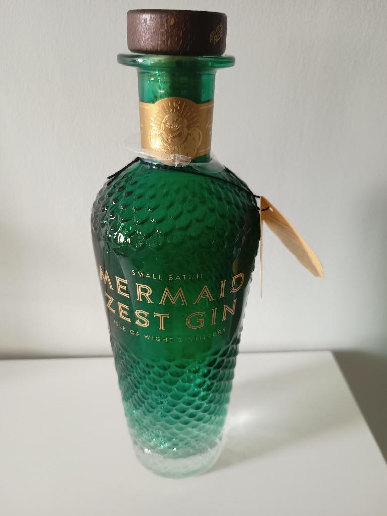 Lege fles Mermaid Zest Gin 70 cl 40% vol- prachtige fles, Envoi, Utilisé, Emballage