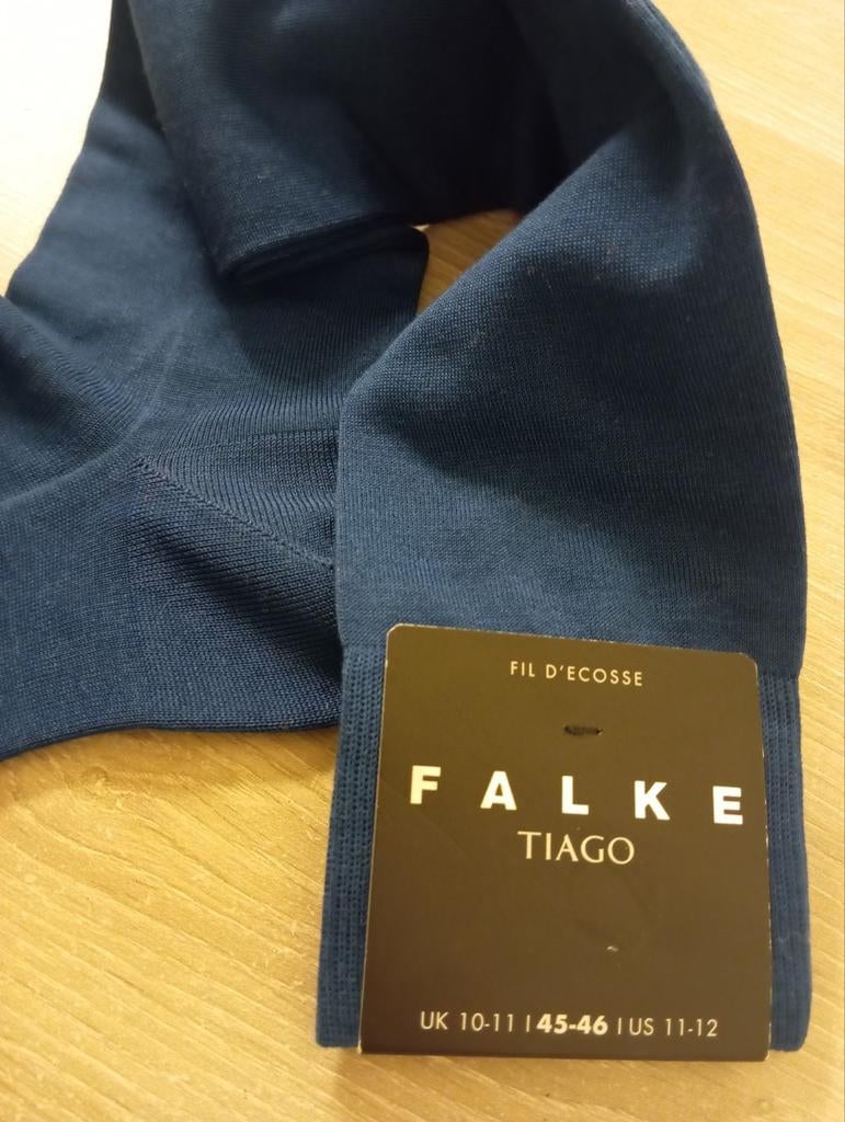 FALKE TIAGO knielange kousen in blauwe fil d'ecosse, m 43-46, Ophalen of Verzenden
