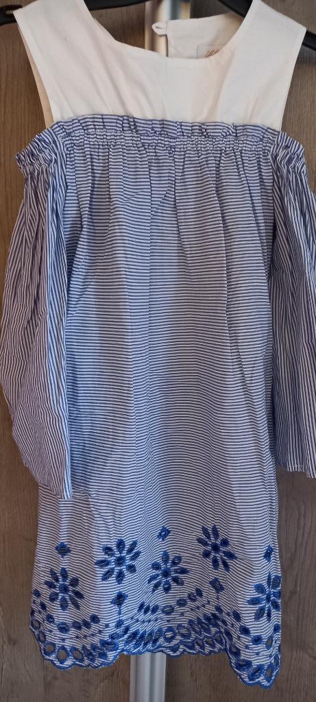 wit blauw gestreepte jurk met broderie Alice Pi maat 128, Meisje, Ophalen of Verzenden, Jurk of Rok, Alice Pi
