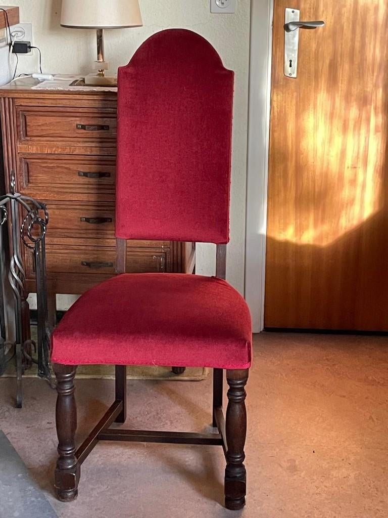 4 rode stoelen , fluwelen bekleding in zeer goede staat, Antiek en Kunst, Ophalen