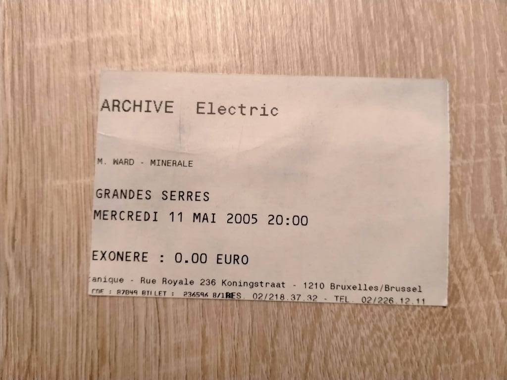 Ticket concert Archive 'Electric' Botanique (Bruxelles) 2005, Enlèvement, Utilisé, Autres types