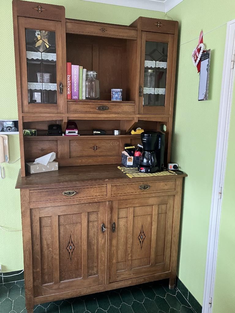 antieke eiken Art Deco buffetkast 1930er jaren, Huis en Inrichting, Ophalen, Gebruikt, Eikenhout, Art Deco