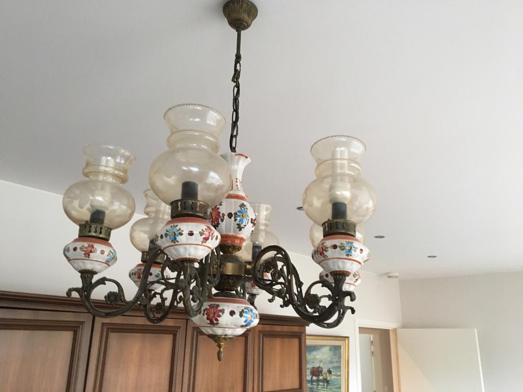 Prachtige Italiaanse kroonluchter, Zo goed als nieuw, Glas
