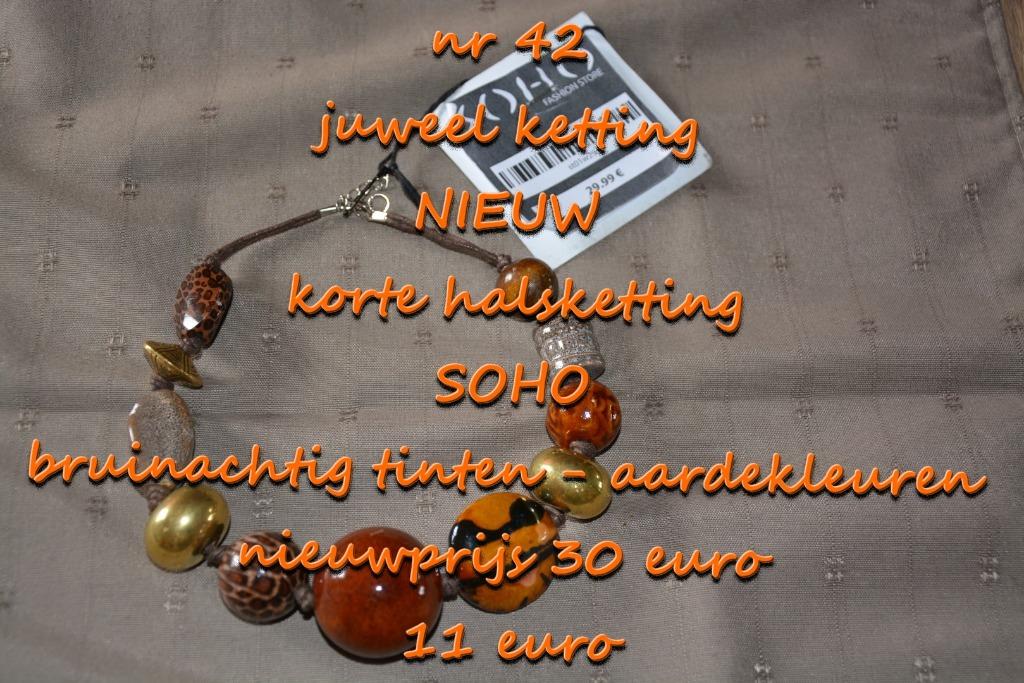 42. Juweel : ketting , NIEUW ,  @LAATSTE STUK@ , verzending, Bijoux, Sacs & Beauté, Colliers, Envoi, Neuf, Brun, Autres matériaux