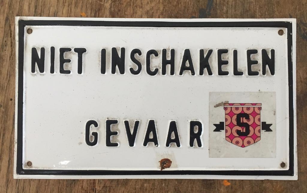 Vintage waarschuwingsbordje 'Niet inschakelen', Ophalen of Verzenden, Overige typen