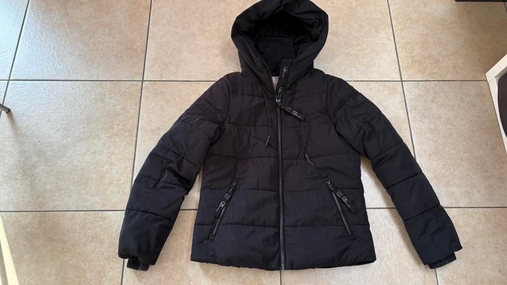 Zwarte winterjas maat M ( QS by oliver ), Ophalen of Verzenden, Zo goed als nieuw, Maat 38/40 (M)