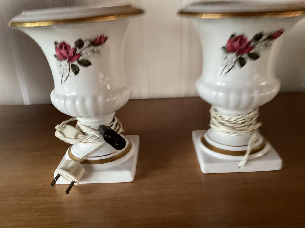 2 Oude  bruxelse porcelaine nachtlampjes, Antiek en Kunst, Ophalen of Verzenden