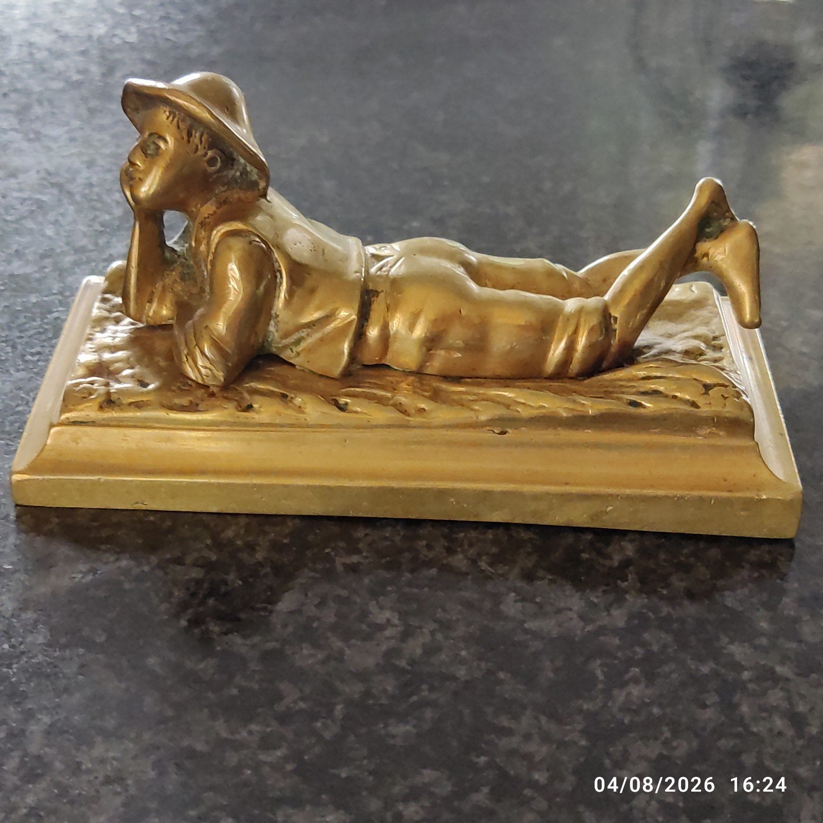 De denker, Antiek en Kunst, Kunst | Beelden en Houtsnijwerken, Ophalen of Verzenden, Brons, Beeld, Goud