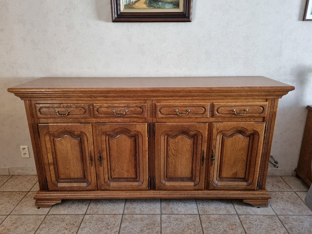 Eiken rustieke eetplaats, Ophalen, Zo goed als nieuw, Volle rustieke eetplaats, 4 tot 6 stoelen