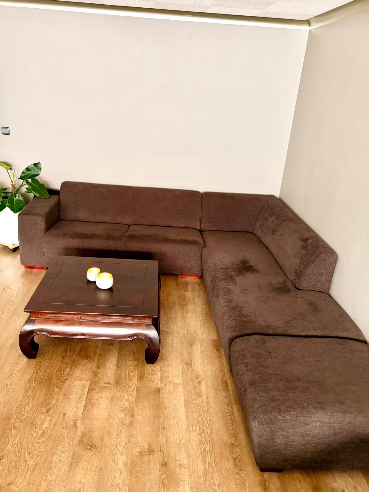 Canapé lounge 9 places + pouf séparé - Gero Wonen - Marron, Enlèvement, Tissus