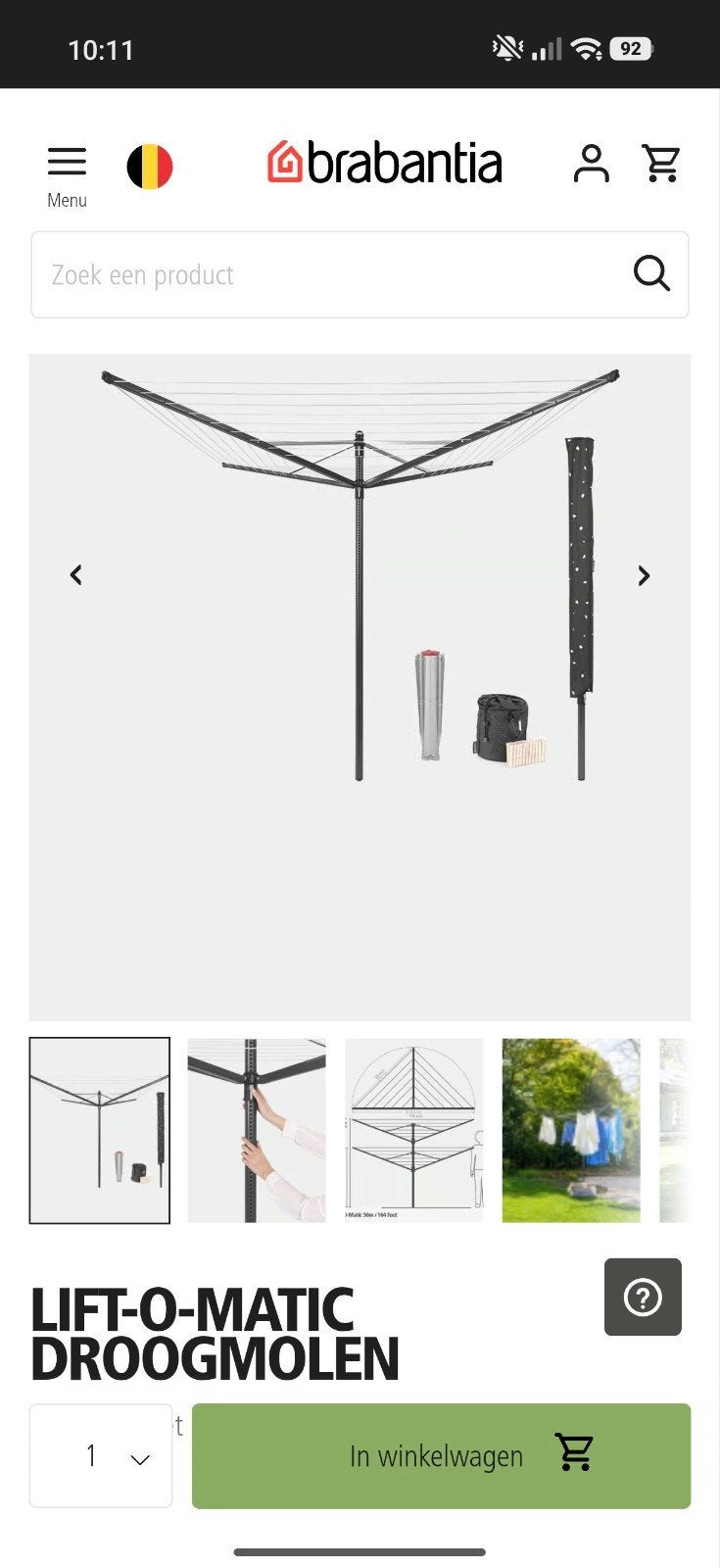 Brabantia wasdroger, Ophalen, Nieuw