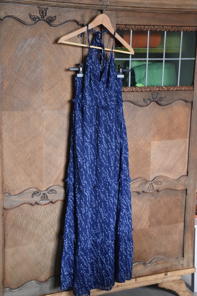 Robe longue fluide Bleue T36, Kleding | Dames, Ophalen, Zo goed als nieuw, Maat 36 (S), Onder de knie