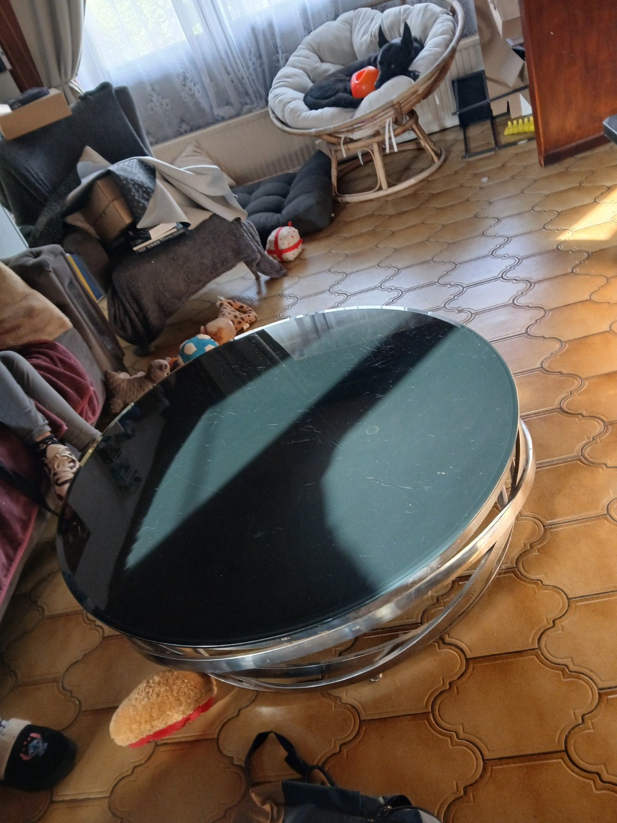 salon tafel glas/ijzer, Ophalen, Minder dan 45 cm, Gebruikt, Gebruikt Modern
