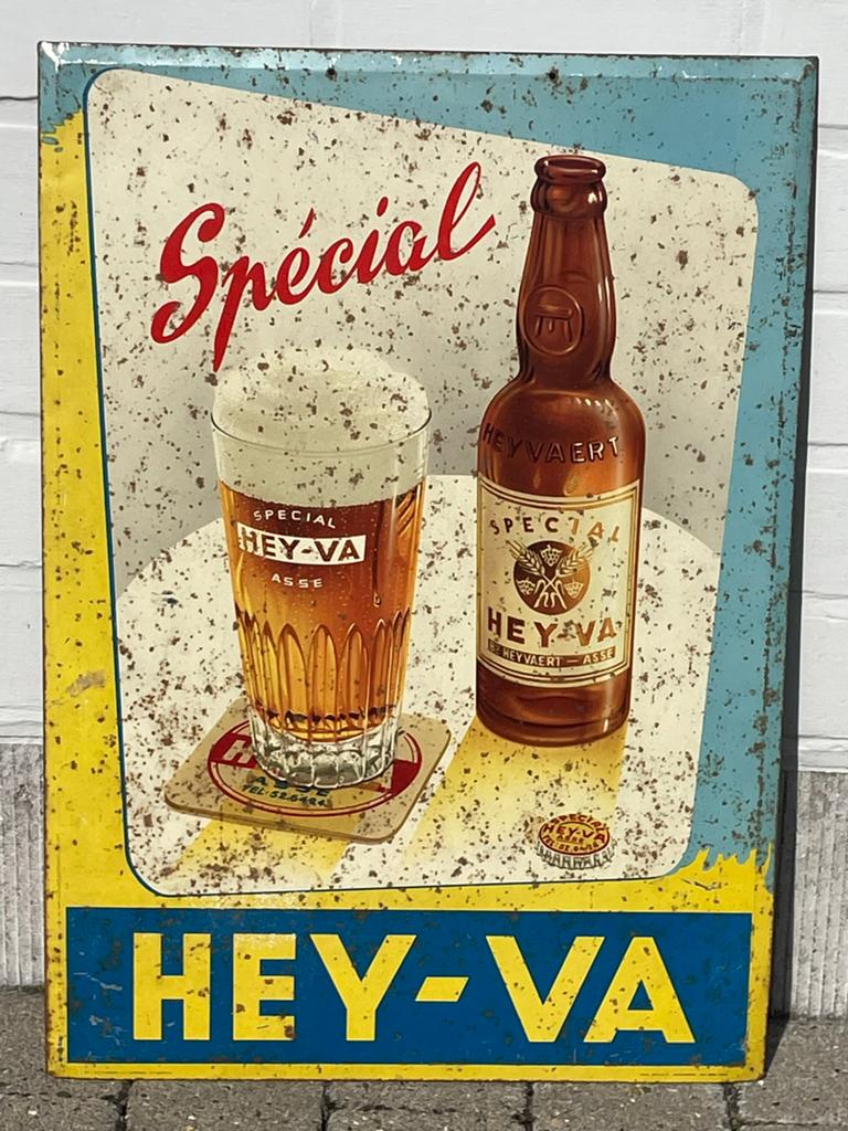Blikken reclamebord Heyva., Verzamelen, Ophalen, Zo goed als nieuw, Reclamebord