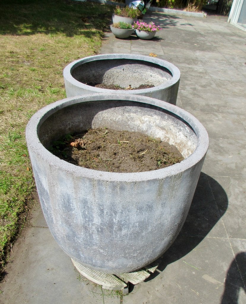 Paire de pots de jardin gris 52 cm, Balcon, 40 cm ou plus, 40 à 70 cm, Enlèvement