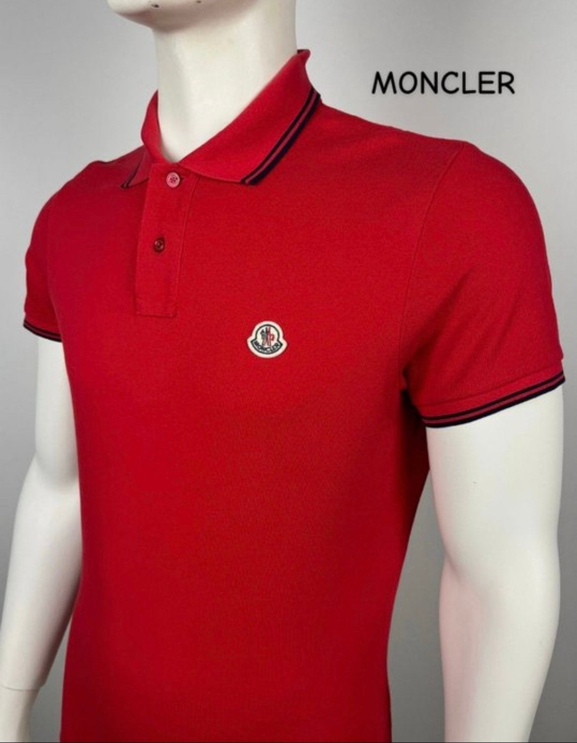 Orjineel Moncler Poloshirt rood, Verzenden, Zo goed als nieuw, Maat 48/50 (M), Rood