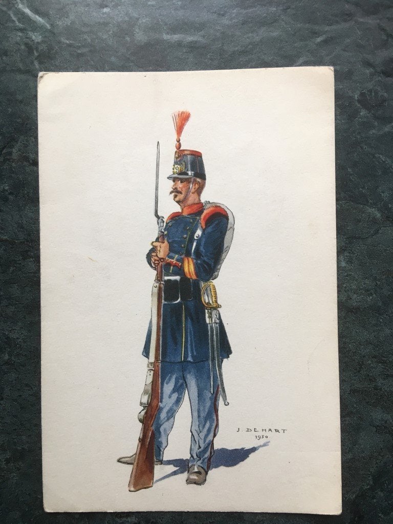 postkaart Belgische militaire uniformen - Linie-Infanterie, Ophalen of Verzenden