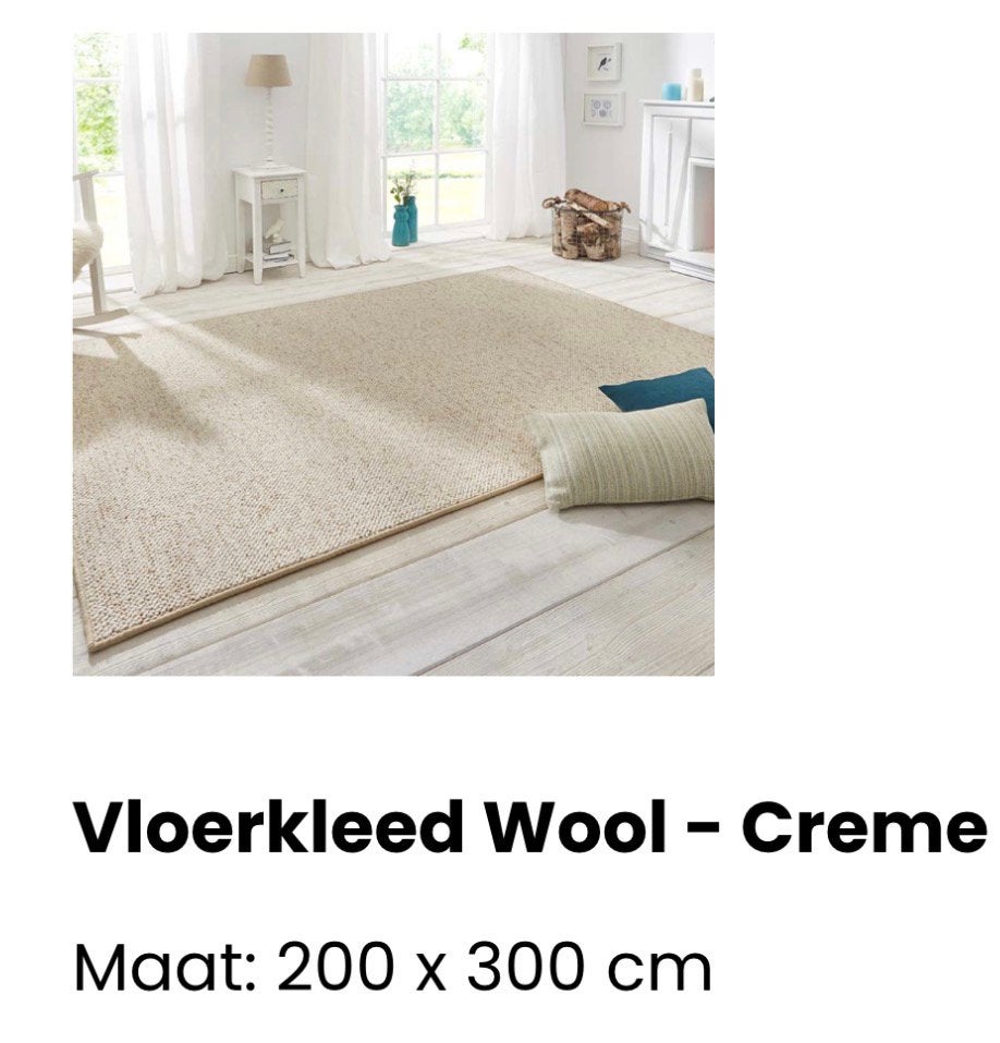 Wollen vloerkleed – Crème – 200 x 300 cm, Ophalen, Crème