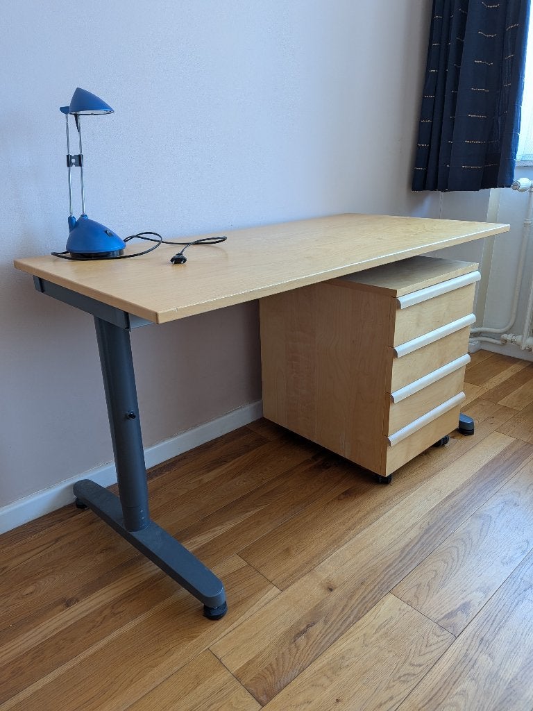 IKEA bureau 12060 + kast met 4 laden, Ophalen, 120 cm, Zo goed als nieuw, IKEA