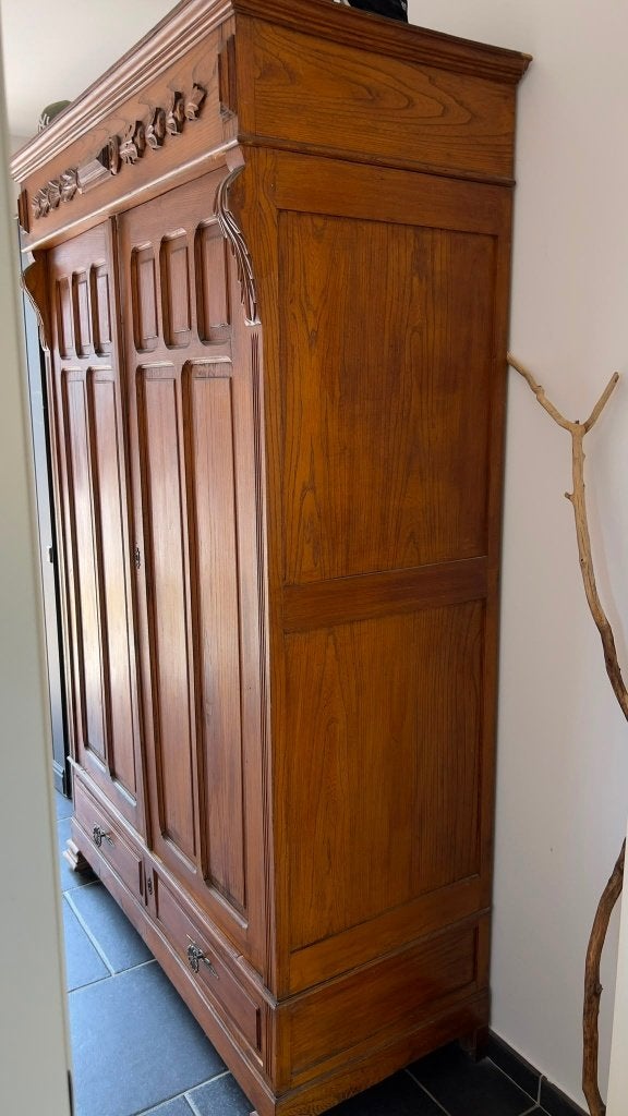 Landelijke houten kleerkast, Huis en Inrichting, Kasten | Kleerkasten, Gebruikt, 200 cm of meer, 100 tot 150 cm, 50 tot 75 cm