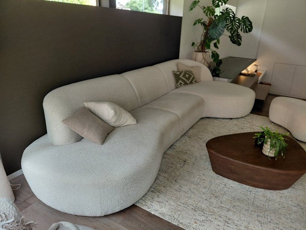 Hoekzetel met ligstuk rechts, 150 cm ou plus, Quatre personnes ou plus, Moderne stijl - organische vormgeving, Comme neuf